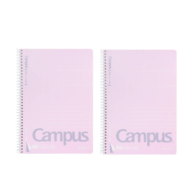 A5 Spiral Lined Notebooks 2 Pack Pink 80 Sheets