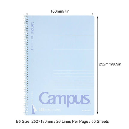 B5 Spiral Lined Notebooks 2 Pack Blue 50 Sheets