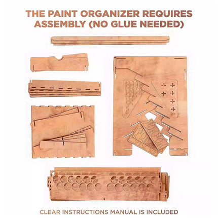 Tiered Wooden Paint Storage Rack with Drawers - Desktop Art Supply Organiser