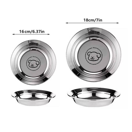 8PCS Stainless Steel Round Plate Cute Cartoon Dinnerware 2 Sizes