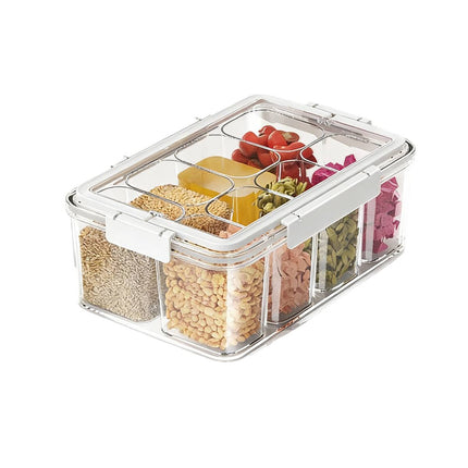 Kitchen Storage Box with Handle Divided Container Sealed Lid Stackable