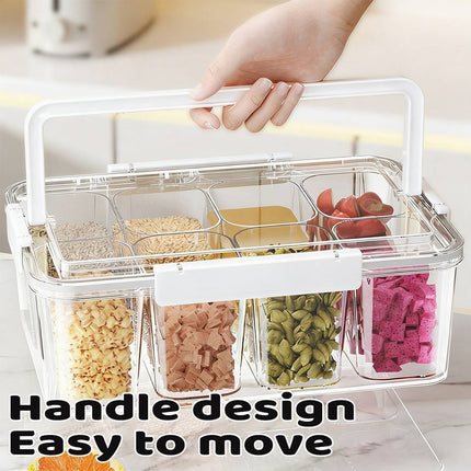 Kitchen Storage Box with Handle Divided Container Sealed Lid Stackable