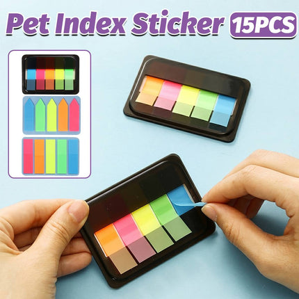 PET Fluorescent Index Tabs 15 Pack Mixed Styles