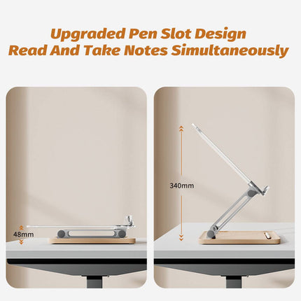 Adjustable Acrylic Desktop Reading Stand - Foldable Book Holder with Pen Slot