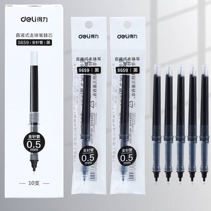 10 Pack Direct Liquid Rollerball Pen Refills 0.5mm Needle Tip Black Ink