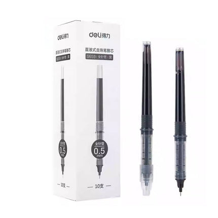 10 Pack Direct Liquid Rollerball Pen Refills 0.5mm Needle Tip Black Ink
