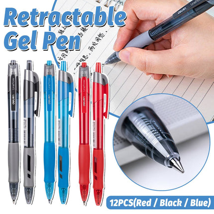 Deli Lineflow Retractable Gel Pens 0.5mm 12 Pack