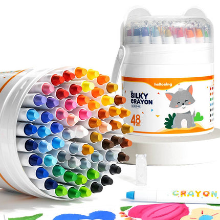 Rotating Silky Crayons Washable Twist Up Colour Sticks for Children Drawing Art