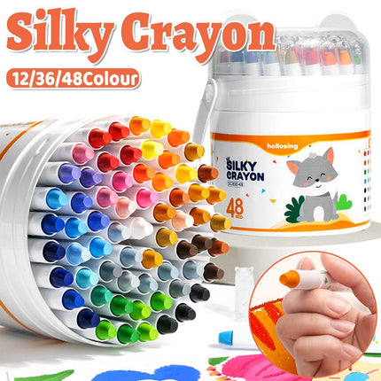 Rotating Silky Crayons Washable Twist Up Colour Sticks for Children Drawing Art