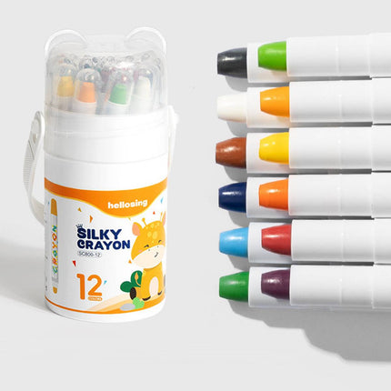 Rotating Silky Crayons Washable Twist Up Colour Sticks for Children Drawing Art
