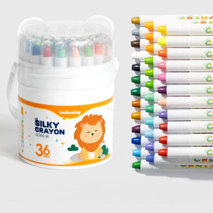 Rotating Silky Crayons Washable Twist Up Colour Sticks for Children Drawing Art