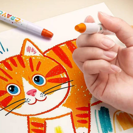 Rotating Silky Crayons Washable Twist Up Colour Sticks for Children Drawing Art