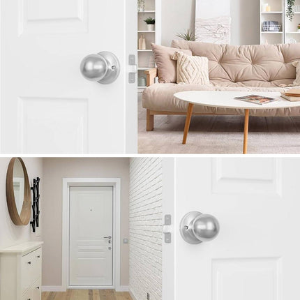Stainless Steel Spherical Door Knob Keyless Passage Lock Interior Round Handle