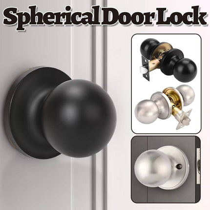 Stainless Steel Spherical Door Knob Keyless Passage Lock Interior Round Handle