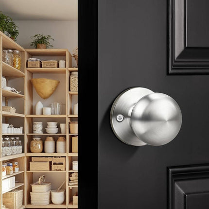 Stainless Steel Spherical Door Knob Keyless Passage Lock Interior Round Handle