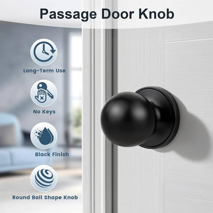 Stainless Steel Spherical Door Knob Keyless Passage Lock Interior Round Handle