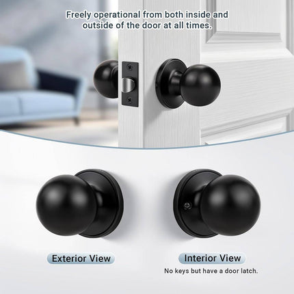 Stainless Steel Spherical Door Knob Keyless Passage Lock Interior Round Handle