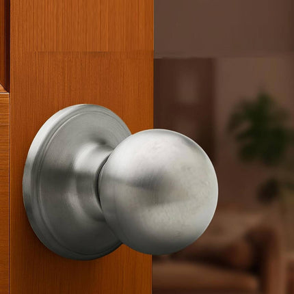 Stainless Steel Spherical Door Knob Keyless Passage Lock Interior Round Handle