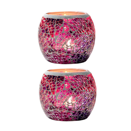 2Pcs Fashion European Glass Mosaic Candle Cups Decorative Tabletop Home Decor