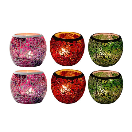 2Pcs Fashion European Glass Mosaic Candle Cups Decorative Tabletop Home Decor