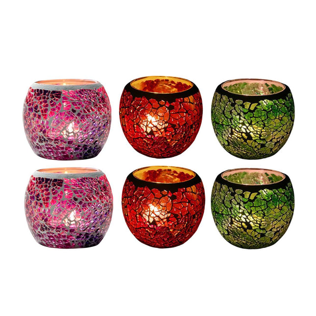 2Pcs Fashion European Glass Mosaic Candle Cups Decorative Tabletop Home Decor