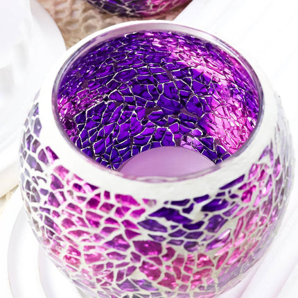 2Pcs Fashion European Glass Mosaic Candle Cups Decorative Tabletop Home Decor