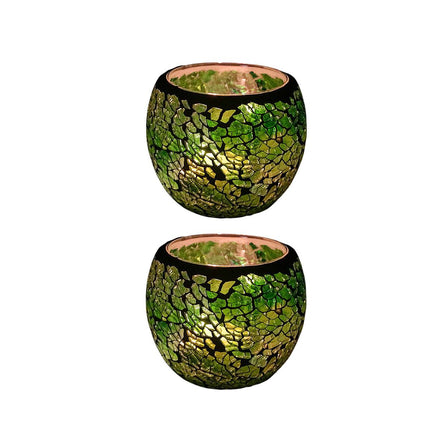 2Pcs Fashion European Glass Mosaic Candle Cups Decorative Tabletop Home Decor