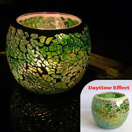 2Pcs Fashion European Glass Mosaic Candle Cups Decorative Tabletop Home Decor