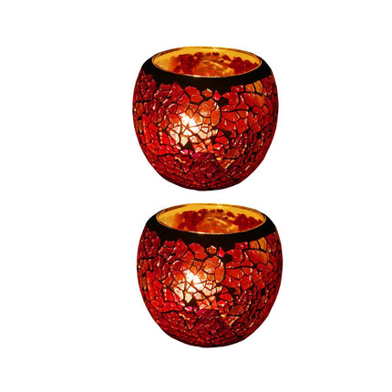 2Pcs Fashion European Glass Mosaic Candle Cups Decorative Tabletop Home Decor