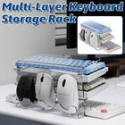 3 Tier Clear Acrylic Keyboard Storage Rack with Mouse Holder for Desk Organiser