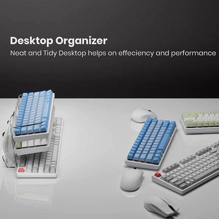 3 Tier Clear Acrylic Keyboard Storage Rack with Mouse Holder for Desk Organiser