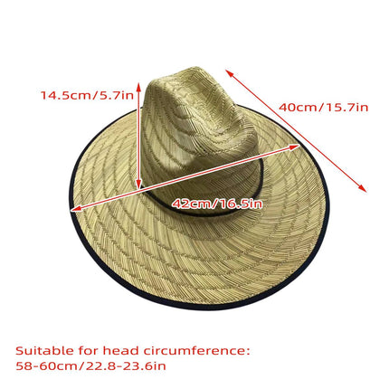 Handmade Braided Wide Brim Summer Straw Jazz Hat Beach Sun Protection Outdoor