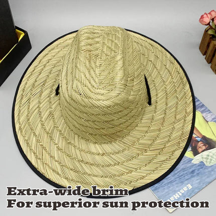 Handmade Braided Wide Brim Summer Straw Jazz Hat Beach Sun Protection Outdoor