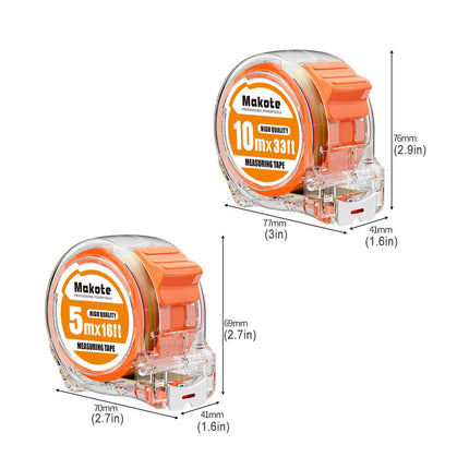 Makote Clear Case Steel Tape Measure 5m or 10m