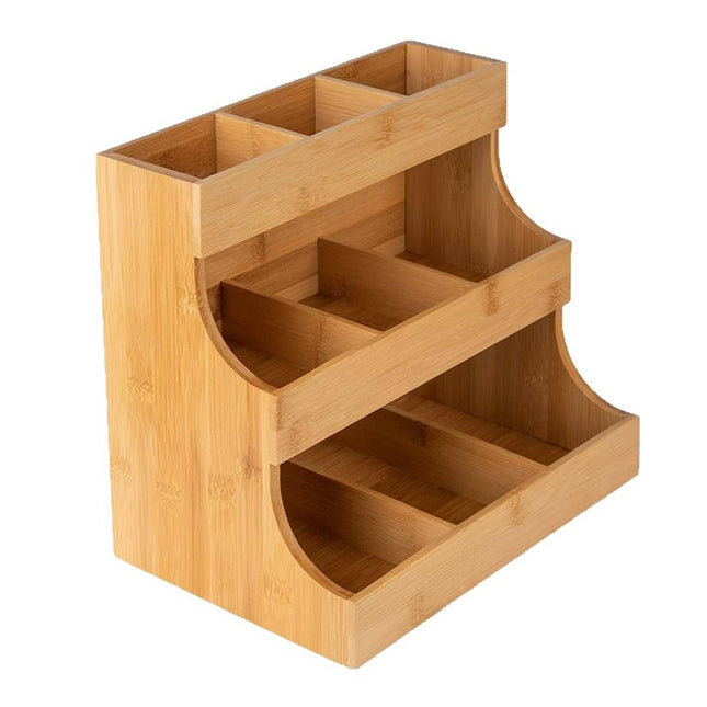 3 Tier Bamboo Storage Rack Tea Bag Coffee Pod Organizer For Countertop Kitchen