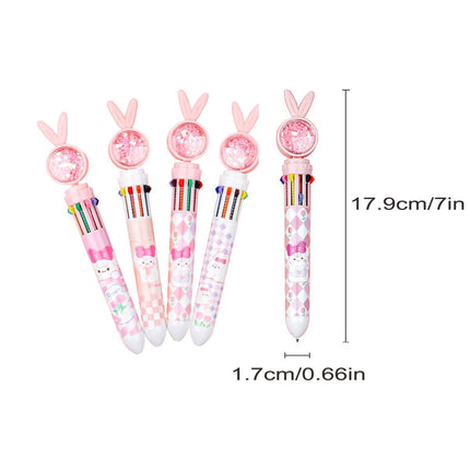 1/20Pcs Cute Cartoon Push Click 10 Colour Ballpoint Pen Set Office School Supply