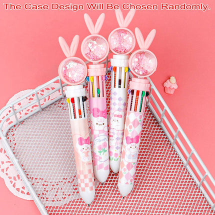 1/20Pcs Cute Cartoon Push Click 10 Colour Ballpoint Pen Set Office School Supply