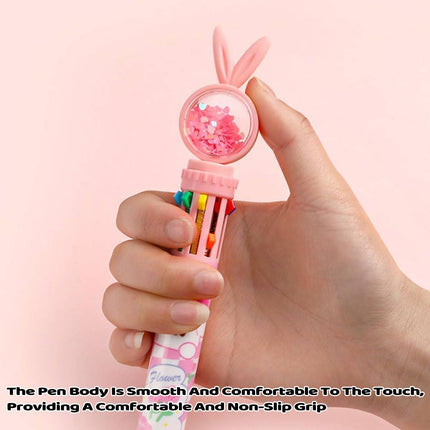 1/20Pcs Cute Cartoon Push Click 10 Colour Ballpoint Pen Set Office School Supply