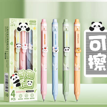 4 Pack Cute Animal Heat Erasable Press Gel Pens 0.5mm Student Office