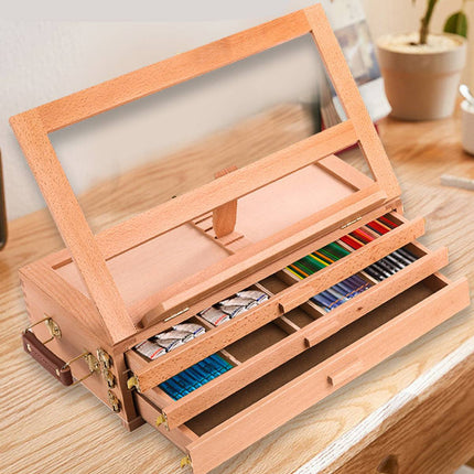 Wooden Three Tier Artist Craft Drawer Storage Box Studio Portable Art Organizer AU