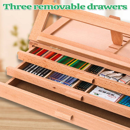 Wooden Three Tier Artist Craft Drawer Storage Box Studio Portable Art Organizer AU