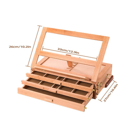 Wooden Three Tier Artist Craft Drawer Storage Box Studio Portable Art Organizer AU