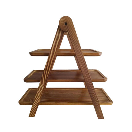 3 Tier Foldable Wooden Serving Tray Stand for Party Buffet Dessert Display