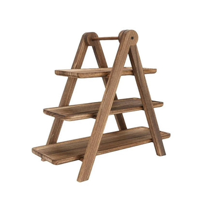 3 Tier Foldable Wooden Serving Tray Stand for Party Buffet Dessert Display