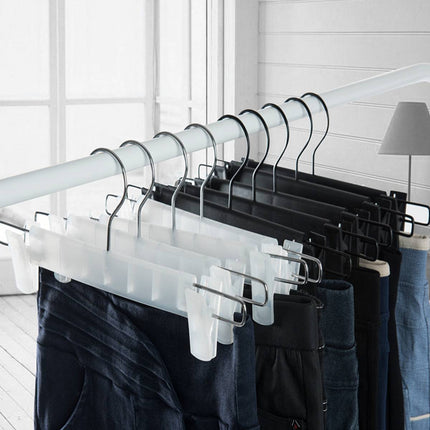 20Pcs Non Slip Plastic Trouser Hanger With Clips Home Wardrobe Storage Hanger