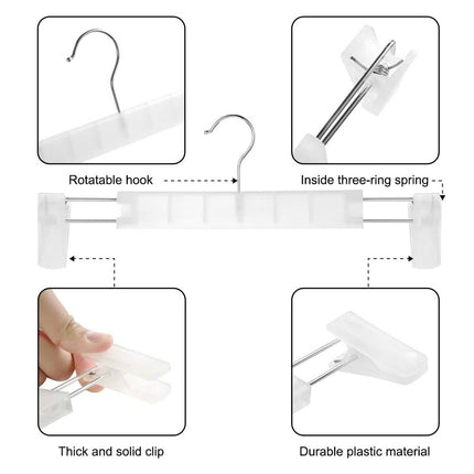 20Pcs Non Slip Plastic Trouser Hanger With Clips Home Wardrobe Storage Hanger