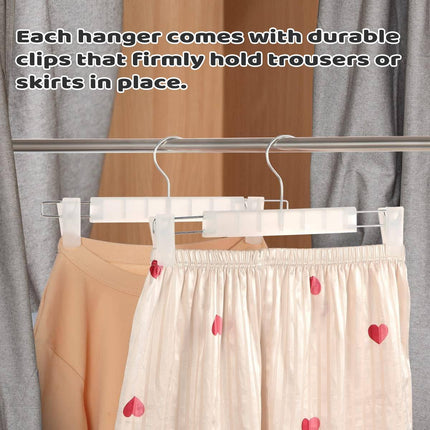 20Pcs Non Slip Plastic Trouser Hanger With Clips Home Wardrobe Storage Hanger
