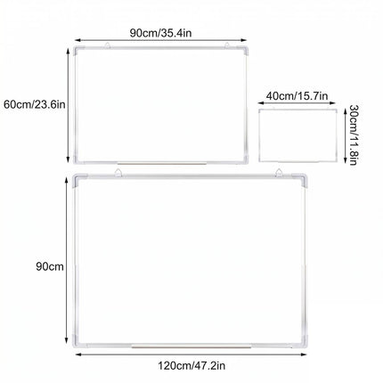 Double Sided Magnetic Whiteboard 3 Sizes Wall Mount
