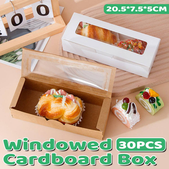 30Pcs Kraft Paper Window Box Cardboard Gift Packaging Mailer For Shipping Gift