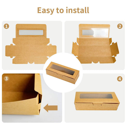 30 Pcs Kraft Paper Window Box Cardboard Gift Packaging Bakery Party Favour Box